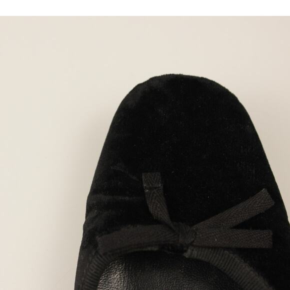 PRADA Women's 36.5 EU/6.5 US Velvet Ballet Flats Black Bow Italy Vero Cuoio - Picture 13 of 14